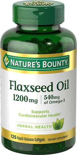 Nature's Bounty Flaxseed and Omega 3, Dietary Supplement, Supports Cardiovascular Health, 1200mg, Softgels, 125 Count