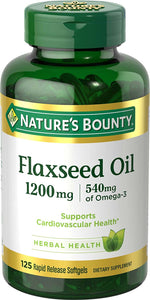 Nature's Bounty Flaxseed and Omega 3, Dietary Supplement, Supports Cardiovascular Health, 1200mg, Softgels, 125 Count