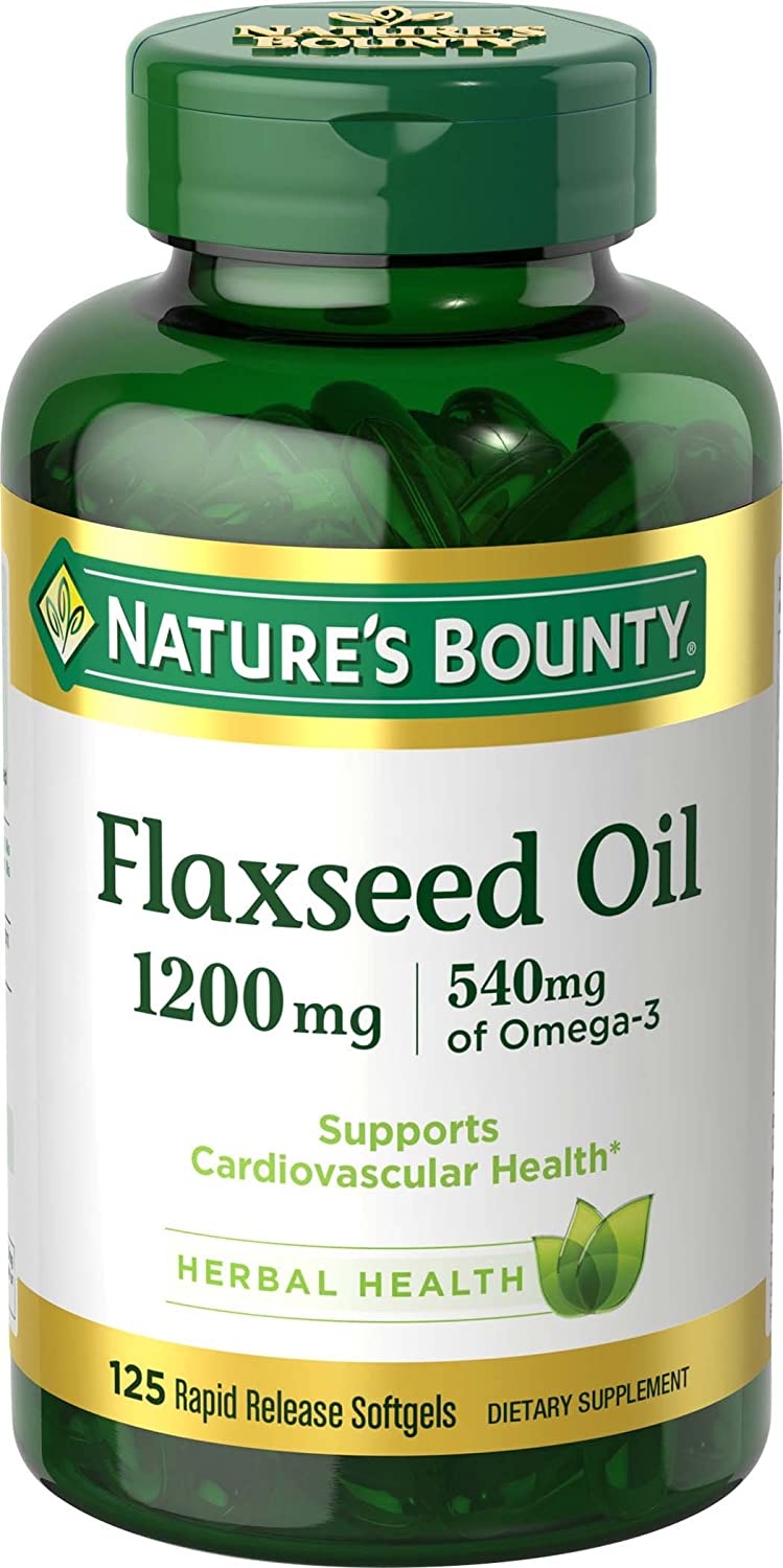 Nature's Bounty Flaxseed and Omega 3, Dietary Supplement, Supports Cardiovascular Health, 1200mg, Softgels, 125 Count