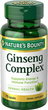 Load image into Gallery viewer, Ginseng by Nature&#39;s Bounty, Ginseng Complex Capsules Supports Vitality &amp; Immune Function, 75 Capsules