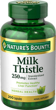 Load image into Gallery viewer, Nature&#39;s Bounty Milk Thistle Capsules, Herbal Supplement, 250 mg per Serving, 200 Count