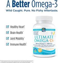 Load image into Gallery viewer, Nordic Naturals Ultimate Omega-D3, Lemon Flavor - 1280 mg Omega-3 + 1000 IU Vitamin D3-60 Soft Gels - Omega-3 Fish Oil - EPA &amp; DHA - Promotes Brain, Heart, Joint, &amp; Immune Health - 30 Servings