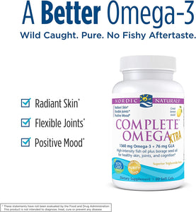Nordic Naturals Complete Omega Xtra, Lemon - 60 Soft Gels - 1360 mg Omega-3 + 76 mg GLA - Healthy Skin, Joints & Cognition - Non-GMO - 30 Servings
