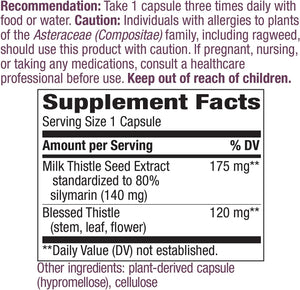 Nature's Way Premium Extract Standardized Milk Thistle 80% Silymarin, 60 Capsules