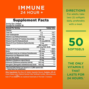 Nature’s Bounty Immune 24 Hour +, The only Vitamin C with 24 Hour Immune Support from Ester C, Rapid Release Softgels, 50 Count