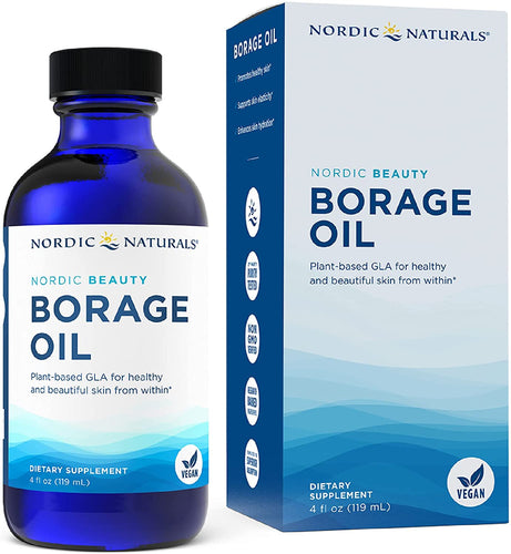 Nordic Naturals Nordic Beauty Borage Oil, Unflavored Borage Seed Oil, Unique Omega-6 for Healthy and Hydrated Skin, 480 Milligrams of GLA, Non GMO, Vegan, 4 Ounces, 48 Servings