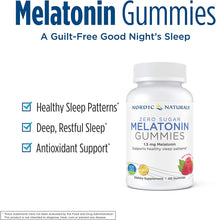 Load image into Gallery viewer, Nordic Naturals Zero Sugar Melatonin Gummies, Raspberry - 1.5 mg Melatonin - 60 Gummies - Great Taste - Restful Sleep, Antioxidant Support - Non-GMO, Vegan - 60 Servings