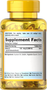 Vitamin D3 5,000 IU Bolsters Immunity by Puritan's Pride for Immune System Support and Healthy Bones and Teeth 200 Softgels