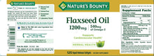 Load image into Gallery viewer, Nature&#39;s Bounty Flaxseed and Omega 3, Dietary Supplement, Supports Cardiovascular Health, 1200mg, Softgels, 125 Count