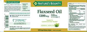 Nature's Bounty Flaxseed and Omega 3, Dietary Supplement, Supports Cardiovascular Health, 1200mg, Softgels, 125 Count