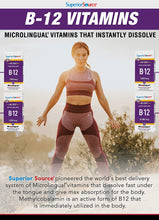 Load image into Gallery viewer, Superior Source No Shot Vitamin B12 Methylcobalamin, Quick Dissolve Sublingual Tablets, Active Form of B12, Increase Metabolism, Energy Production, Nervous System Support, Non-GMO (Vitamin B12 5,000mcg)