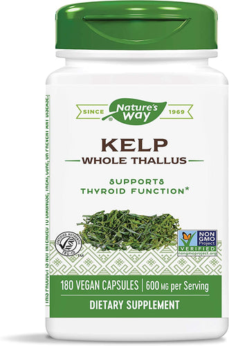Nature's Way Kelp 600 mg Non-GMO Project Verified Gluten Free Vegetarian; 180 Count (Packaging May Vary)