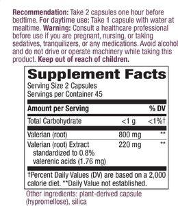 Nature's Way Valerian, Non-GMO, Gluten Free, 220 mg per serving, 90 Capsules