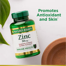 Load image into Gallery viewer, Nature’s Bounty Zinc 50mg, Immune Support &amp; Antioxidant Supplement, Promotes Skin Health 250 Caplets