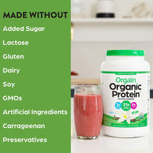 Load image into Gallery viewer, Orgain Organic Plant Based Protein Powder, Vanilla Bean - 21g of Protein, Vegan, Low Net Carbs, Gluten Free, Lactose Free, No Sugar Added, Soy Free, Kosher, Non-GMO, 2.03 Lb