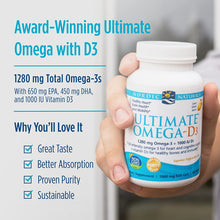 Load image into Gallery viewer, Nordic Naturals Ultimate Omega-D3, Lemon Flavor - 1280 mg Omega-3 + 1000 IU Vitamin D3-60 Soft Gels - Omega-3 Fish Oil - EPA &amp; DHA - Promotes Brain, Heart, Joint, &amp; Immune Health - 30 Servings