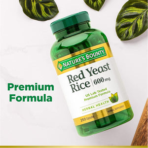 Nature's Bounty Red Yeast Rice Herbal Supplement, 600 mg Capsules