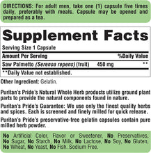 Load image into Gallery viewer, Saw Palmetto 450 Mg, Supports Prostate and Urinary Health, 200 Count by Puritan&#39;s Pride