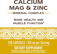 Load image into Gallery viewer, Nature&#39;s Way Calcium, Magnesium &amp; Zinc, 765 mg per Serving, 250 Capsules