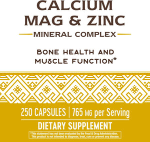 Nature's Way Calcium, Magnesium & Zinc, 765 mg per Serving, 250 Capsules