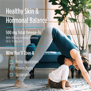 Nordic Naturals Omega Woman, Lemon - 120 Soft Gels - 500 mg Omega-3 + 800 mg Evening Primrose Oil - Healthy Skin, Hormonal Balance, Optimal Wellness - Non-GMO - 60 Servings
