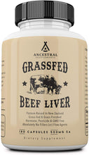 Load image into Gallery viewer, Ancestral Supplements Grass Fed Beef Liver (Desiccated) — Natural Iron, Vitamin A, B12 for Energy (180 Capsules)