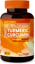 Load image into Gallery viewer, BioEmblem Turmeric Curcumin Supplement with BioPerine | Joint Support &amp; Anti-Inflammatory | with Organic Turmeric Powder &amp; 95% Curcuminoids Extract | California Made, Non-GMO, 30-Day Supply