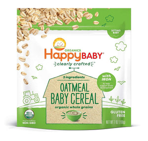 Happy Baby, Clearly Crafted Cereal (VARIETY PACK 2PK) - [Organic Whole Grain Oats and Quinoa] & [Organic Whole Grain Oatmeal], 7 Ounce, Organic Baby Cereal in a Resealable Pouch, with Iron to Support