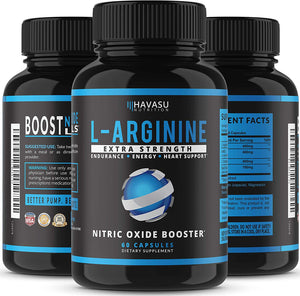 Havasu Nutrition Extra Strength L Arginine - 1200mg Nitric Oxide Supplement for Muscle Growth, Vascularity and Energy - L-Citrulline & Essential Amino Acids to Support Physical Endurance, 60 Capsules