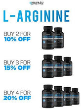 Load image into Gallery viewer, Havasu Nutrition Extra Strength L Arginine - 1200mg Nitric Oxide Supplement for Muscle Growth, Vascularity and Energy - L-Citrulline &amp; Essential Amino Acids to Support Physical Endurance, 60 Capsules