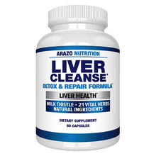 Load image into Gallery viewer, Liver Cleanse Detox &amp; Repair Formula – 22 Herbs Support Supplement: Milk Thistle Extracts Silymarin, Beet, Artichoke, Dandelion, Chicory Root – Arazo Nutrition USA