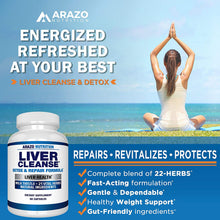 Load image into Gallery viewer, Liver Cleanse Detox &amp; Repair Formula – 22 Herbs Support Supplement: Milk Thistle Extracts Silymarin, Beet, Artichoke, Dandelion, Chicory Root – Arazo Nutrition USA