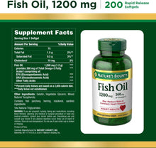Load image into Gallery viewer, Nature&#39;s Bounty Fish Oil 1200 mg Omega-3, 200 Rapid Release Softgels