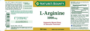 Nature's Bounty L-Arginine 1000 mg, 50 Tablets