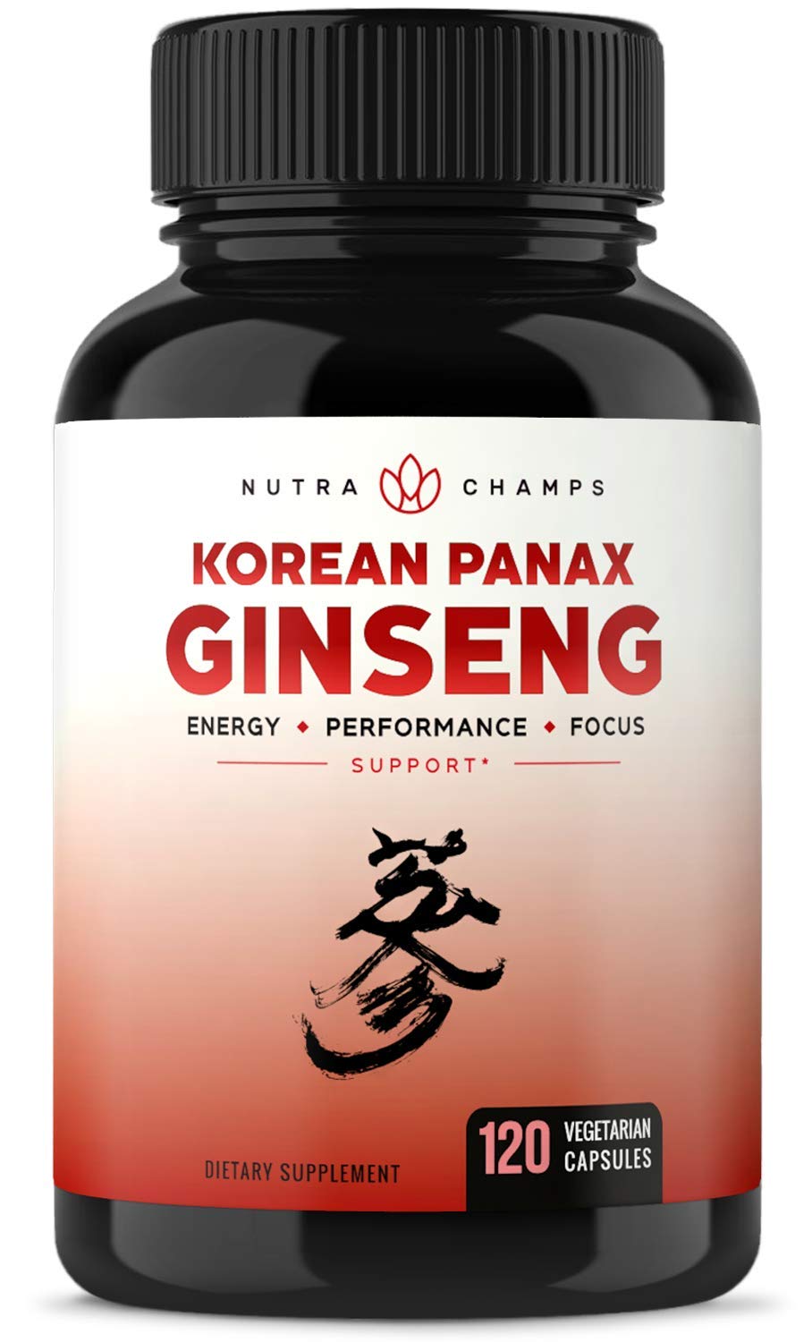 NutraChamps Korean Red Panax Ginseng 1000mg - 120 Vegan Capsules Extra Strength Root Extract Powder Supplement w/High Ginsenosides for Energy, Performance & Focus Pills for Men & Women