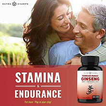 Load image into Gallery viewer, NutraChamps Korean Red Panax Ginseng 1000mg - 120 Vegan Capsules Extra Strength Root Extract Powder Supplement w/High Ginsenosides for Energy, Performance &amp; Focus Pills for Men &amp; Women