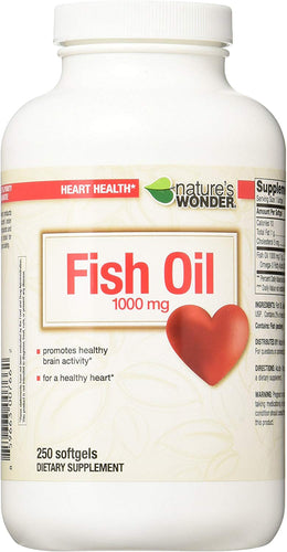 Nature's Wonder Fish Oil 1000mg Nutritional Supplement, 250 Count