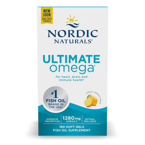Nordic Naturals Ultimate Omega, Lemon Flavor - 1280 mg Omega-3-180 Soft Gels - High-Potency Omega-3 Fish Oil with EPA & DHA - Promotes Brain & Heart Health - Non-GMO - 90 Servings