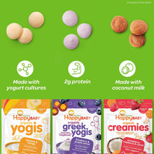 Load image into Gallery viewer, Happy Baby Organic Yogis Freeze-Dried Yogurt &amp; Fruit Snacks, Variety Pack, 6 Count (2 of Each Flavor)